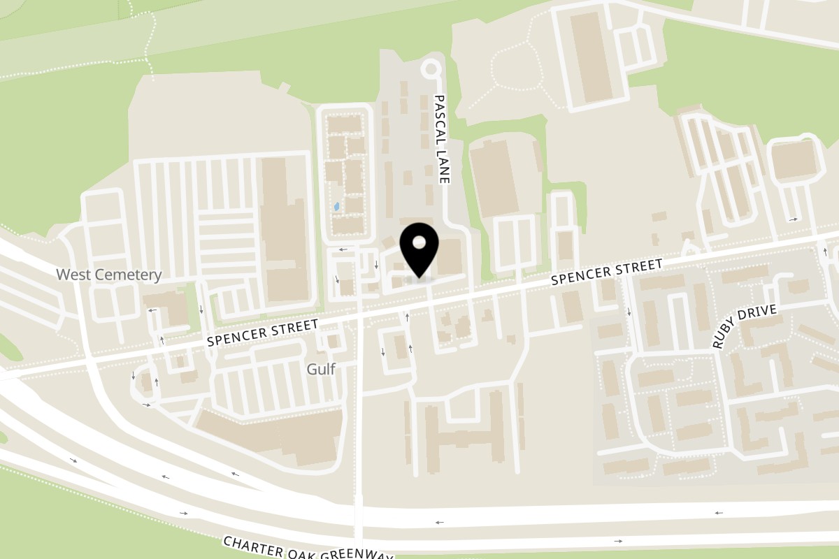 Map showing the location of Amaravati Indian Cuisine on 171 Spencer St in Manchester